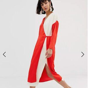 ASOS WHITE contrast satin wrap dress